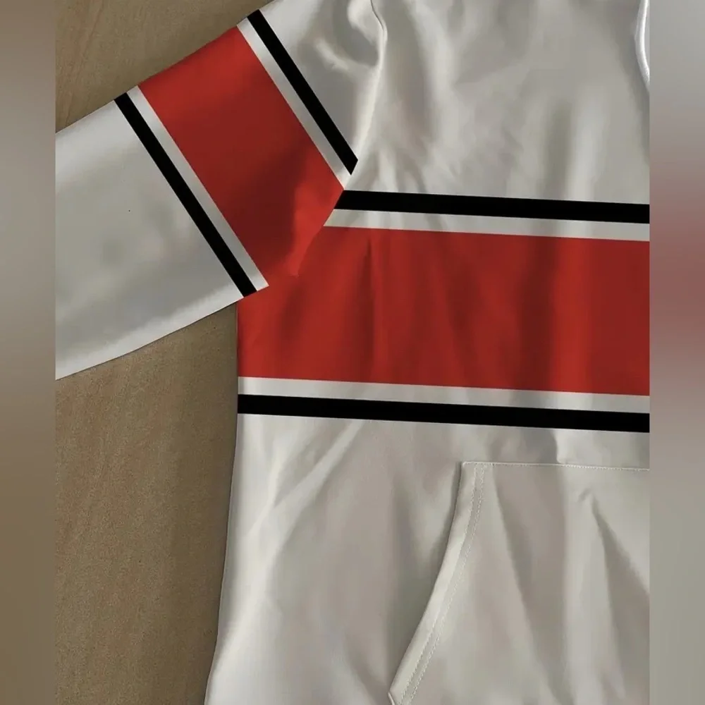 HOODIE SWEATSUIT: Red & Ivory Casual Digital Print, NWOT - Picture 3 of 7